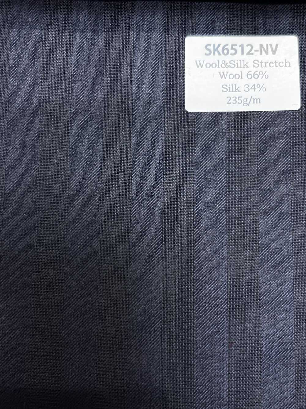 SK6512-NV Soie-laine extensible à rayures bleu marine, fabriqué au Japon[Textile] HOSOI SYOJI