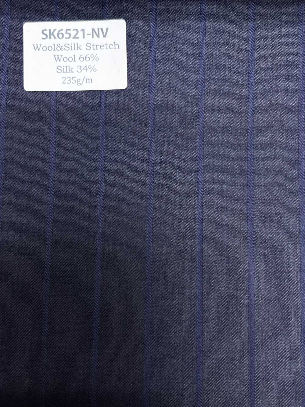 SK6521-NV Soie-laine stretch marron à rayures, fabriquée au Japon[Textile] HOSOI SYOJI