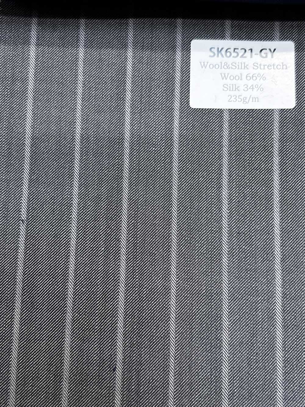 SK6521-GY Fabriqué au Japon Soie Laine Extensible À Rayures Grises[Textile] HOSOI SYOJI