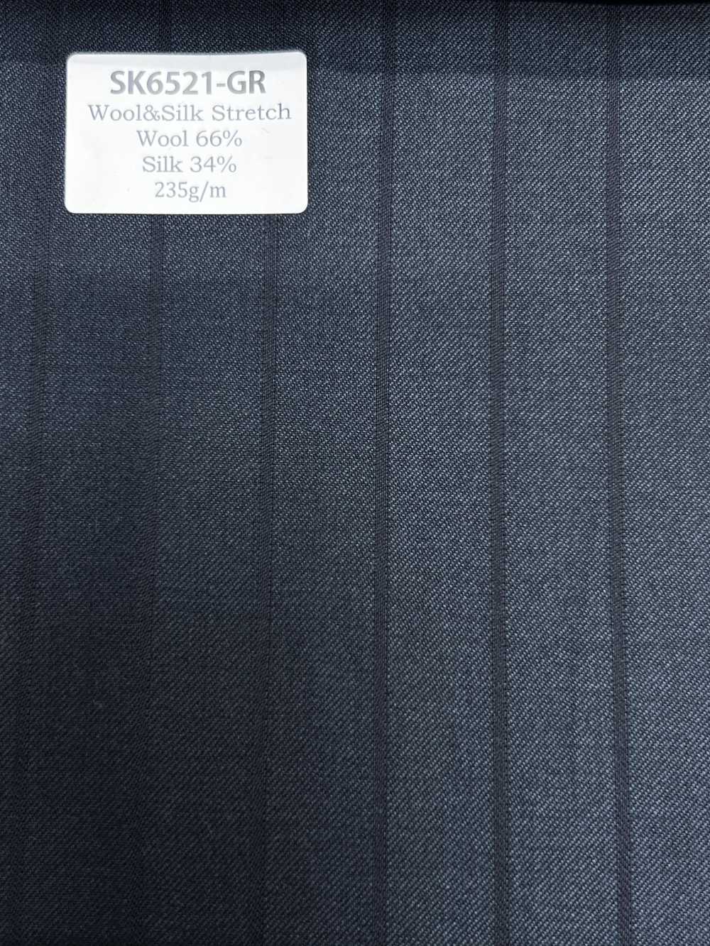 SK6521-GR Soie Laine extensible à rayures vertes fabriquée au Japon[Textile] HOSOI SYOJI