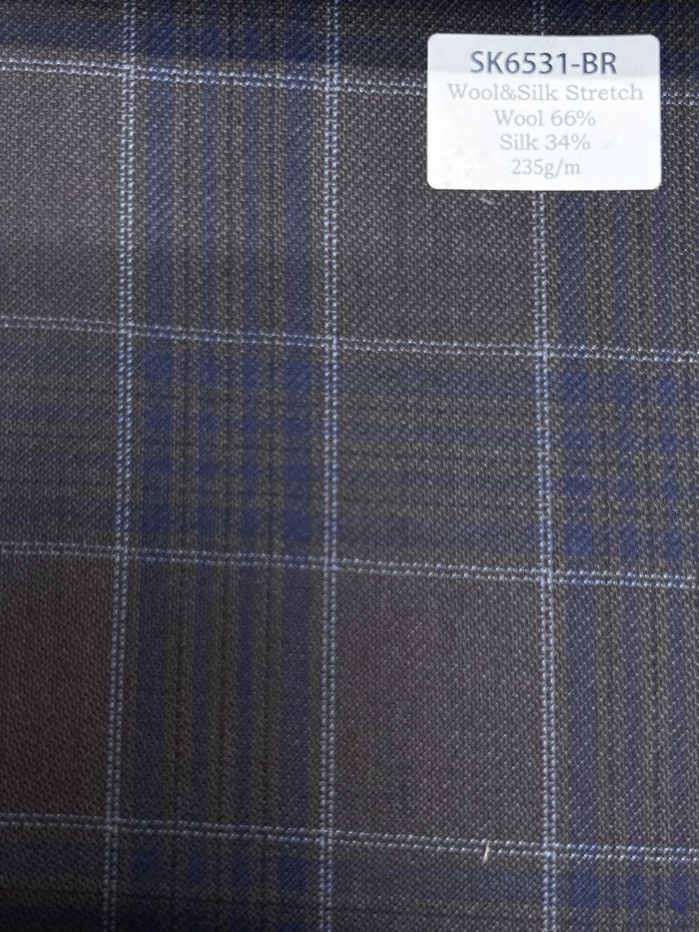 SK6531-BR Soie et laine extensible à carreaux marron fabriquée au Japon[Textile] HOSOI SYOJI