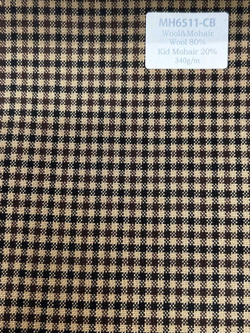 MH6511-CB Lainage peigné laine et mohair fabriqué au Japon (style Tonic) à carreaux marron camel[Textile] HOSOI SYOJI