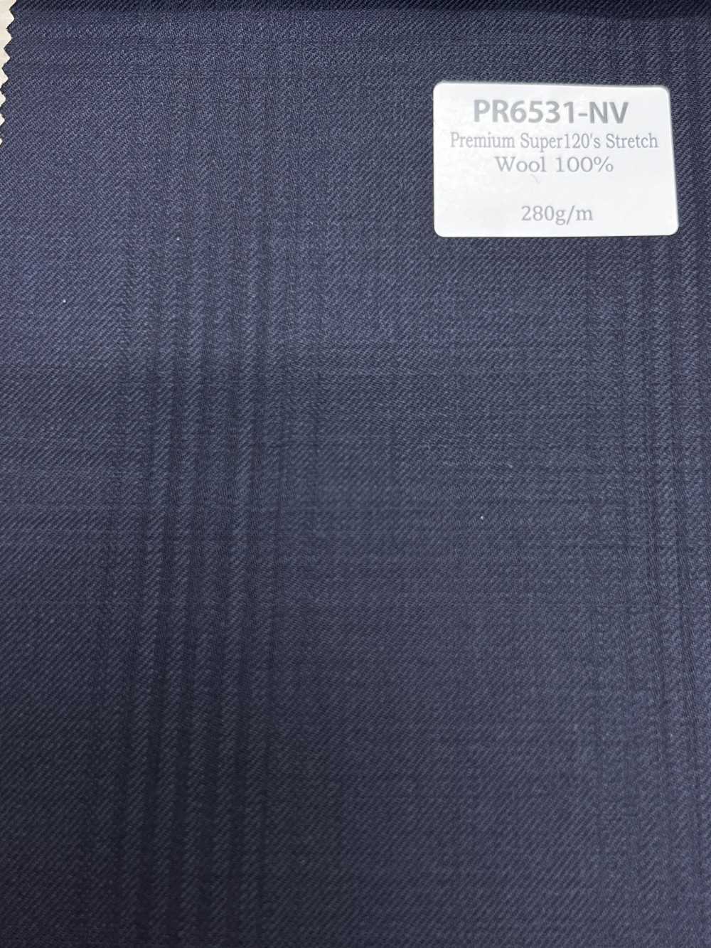 PR6531-NV Standard haut de gamme fabriqué au Japon Super 120's à simple fil rayé stretch bleu marine[Textile] HOSOI SYOJI