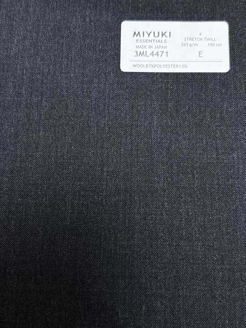 3ML4471 26AW MIYUKI ESSENTIALS Sergé extensible gris charbon uni[Textile] Filatures De Laine Miyuki