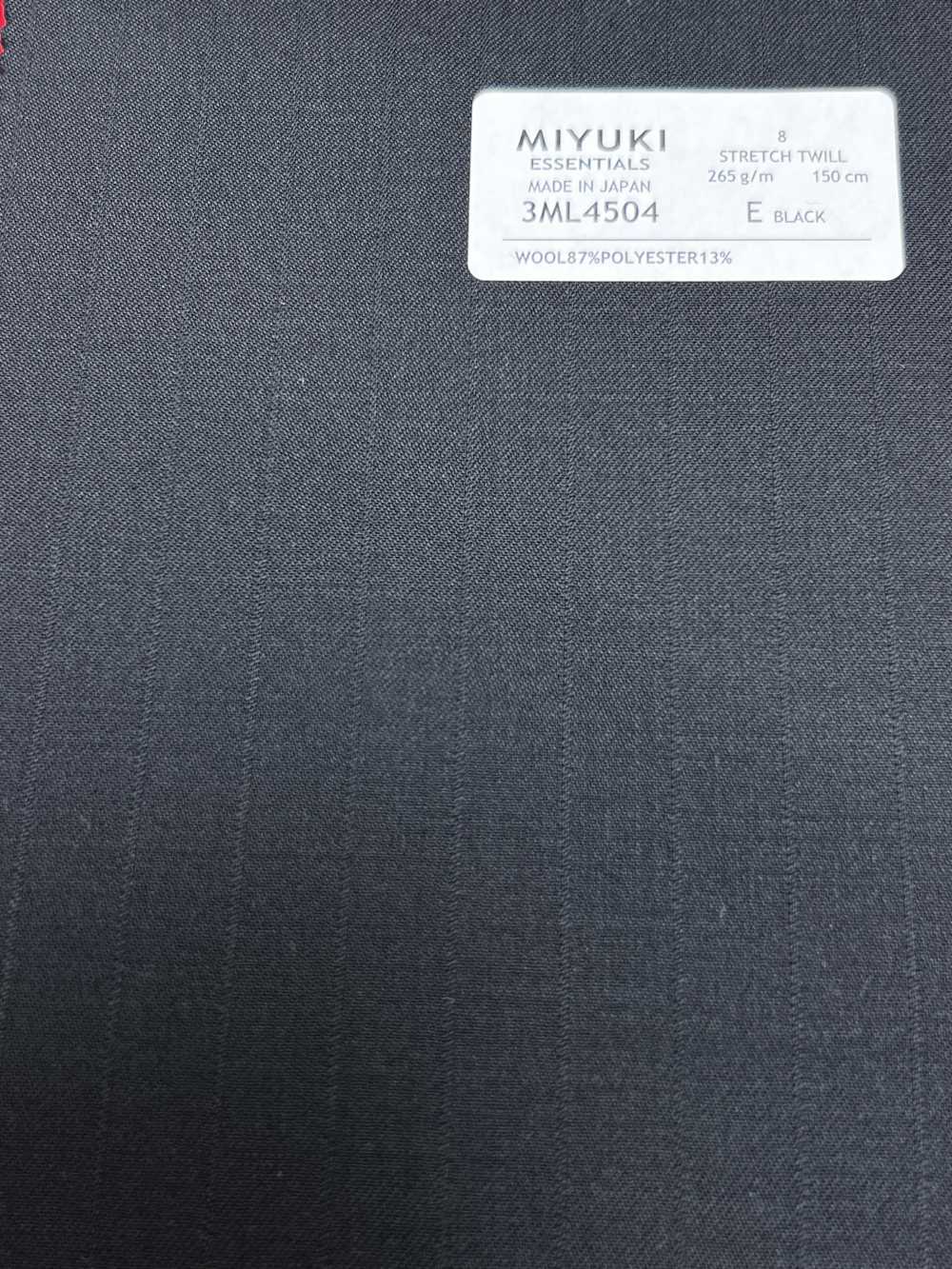 3ML4504 26AW MIYUKI Textile ESSENTIELS Sergé extensible rayure noire Filatures De Laine Miyuki