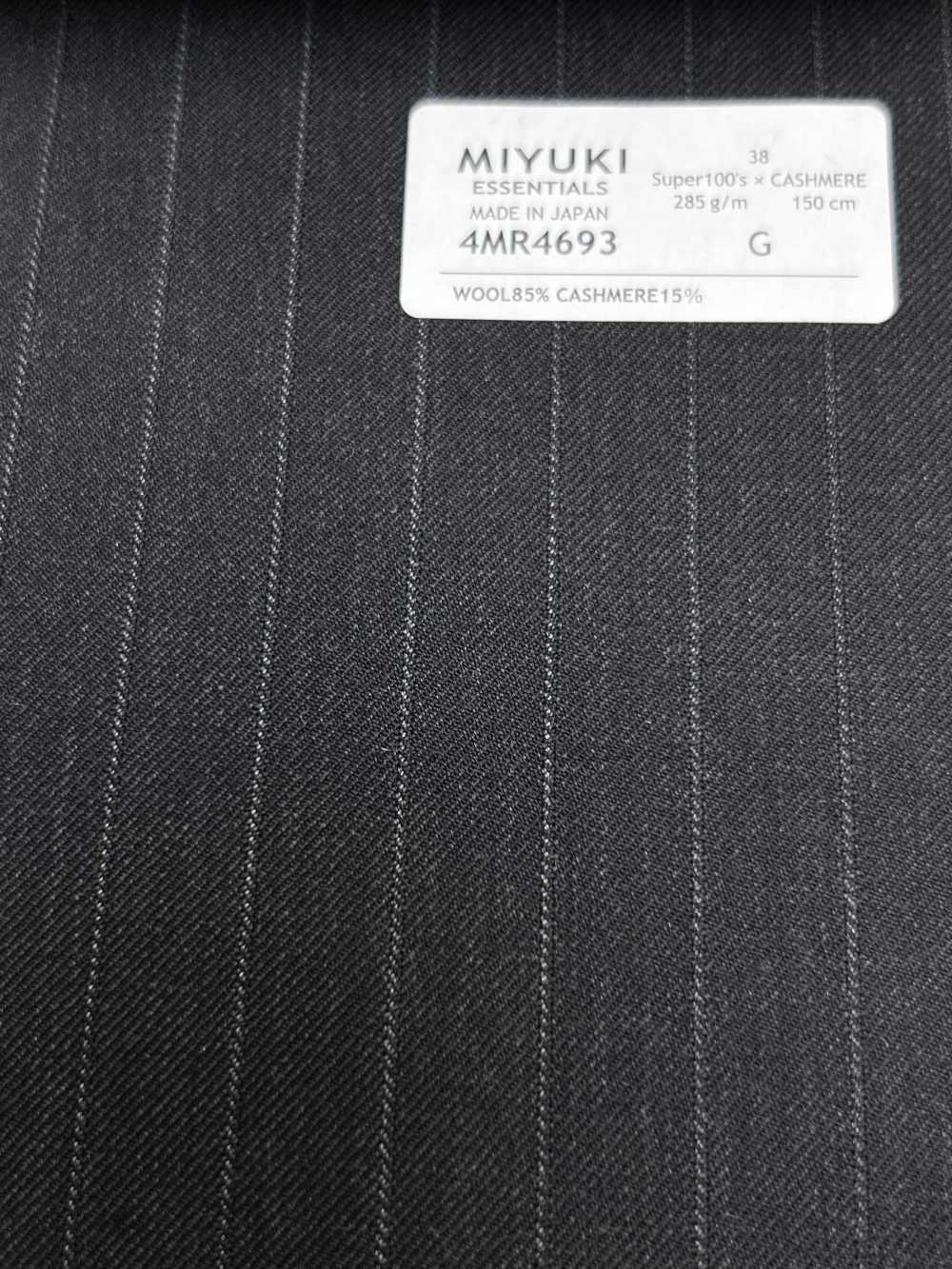 4MR4693 26AW Super100's × Cachemire rayures gris charbon Heaven Gray[Textile] Filatures De Laine Miyuki