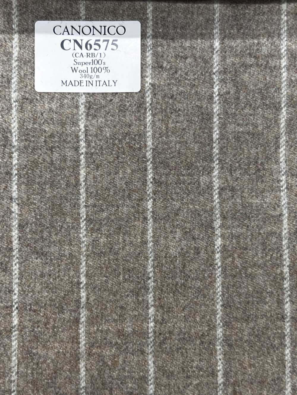 CN6575 CANONICO Super 110's à rayure beige et blanc cassé[Textile] HOSOI SYOJI