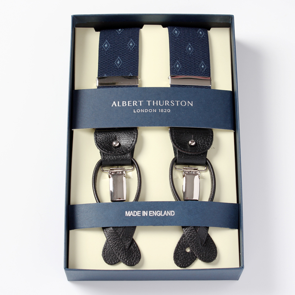 AT-12 Bretelles Albert Thurston à motif losanges 35 mm bleu marine[Accessoires de cérémonie] ALBERT THURSTON