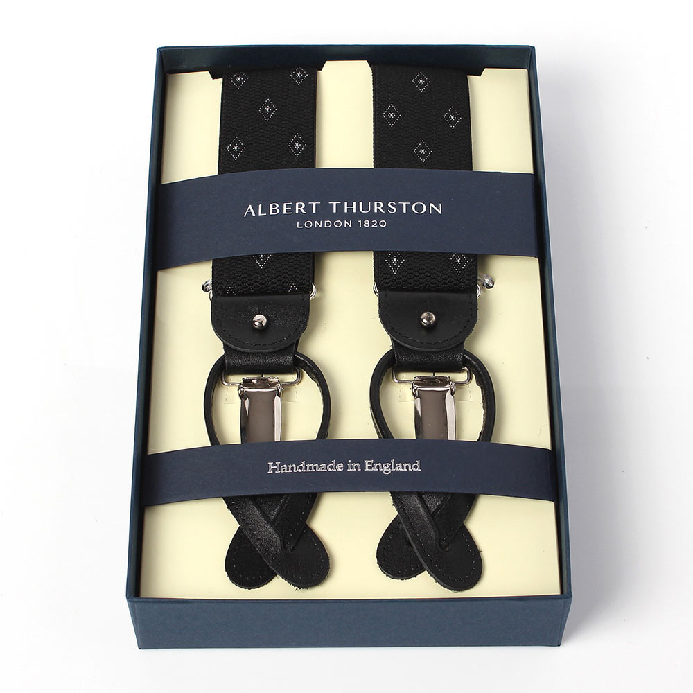 AT-14 Bretelles Albert Thurston motif losange 35 mm noir[Accessoires de cérémonie] ALBERT THURSTON