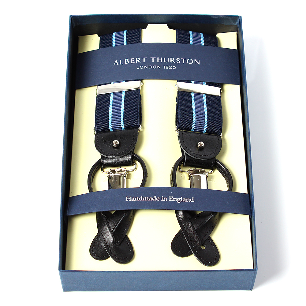 AT-2266-NV Albert Thurston Bretelles Rayées 35MM Bleu Marine[Accessoires Formels] ALBERT THURSTON