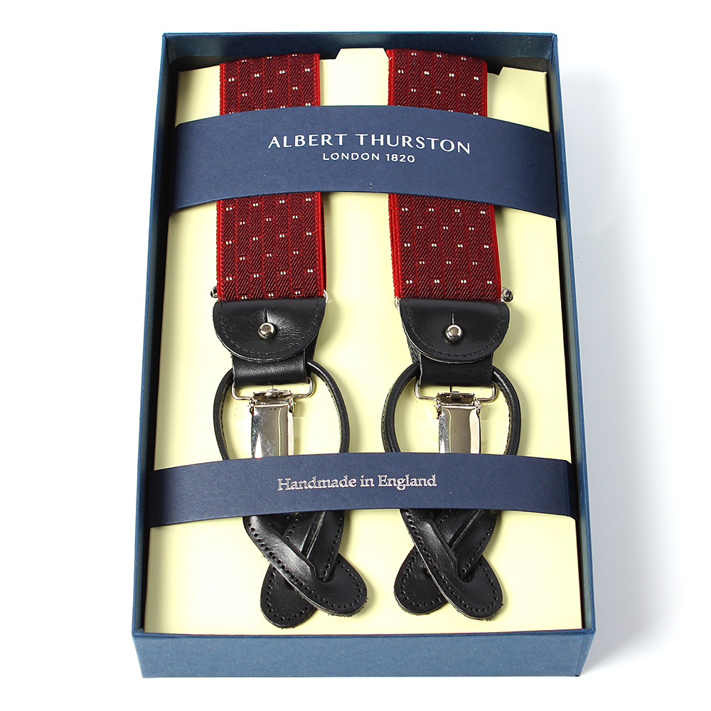 AT-2313-WI Albert Thurston Bretelles Pin Dot Motif 35MM Vin Rouge[Accessoires Formels] ALBERT THURSTON