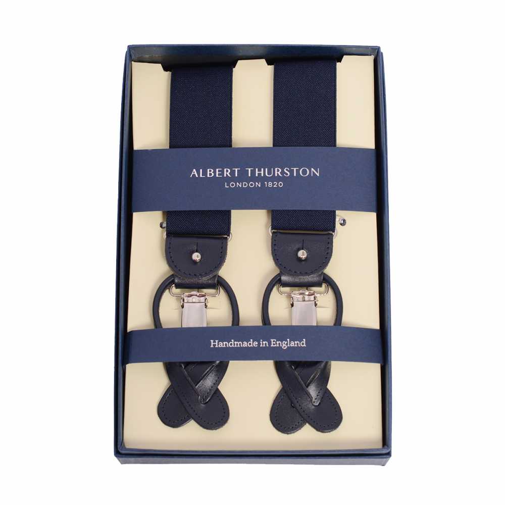 AT-NAVY Albert Thurston Bretelles Bleu Marine Sans Motif 35MM[Accessoires Formels] ALBERT THURSTON