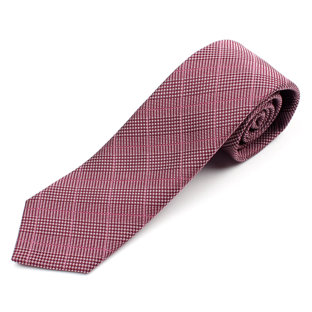 HVN-17 Cravate Fait Main Avec VANNERS Textile Glen Plaid Vin Rouge[Accessoires de cérémonie] Yamamoto(EXCY)