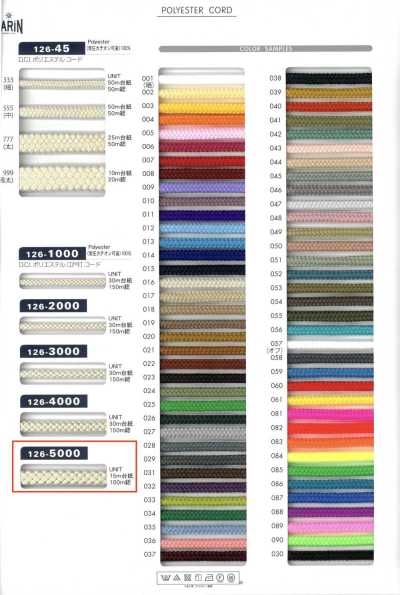 126-5000 Cordon en polyester D.C.I Edo-uchi (cordon rond) env. 7 mm