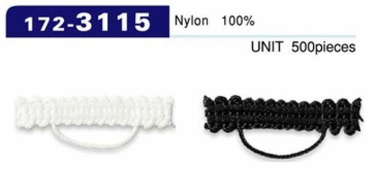 172-3115 Passant de bouton, type cordon tressé, 5 mm x 30 mm (lot de 500)