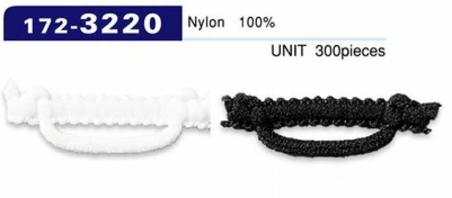172-3220 Boucle à bouton en nylon laineux, type horizontal long 37 mm (Qté 300)