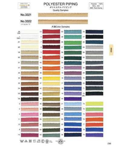 3322 Passepoil en polyester, type sergé (env. 9 mm)