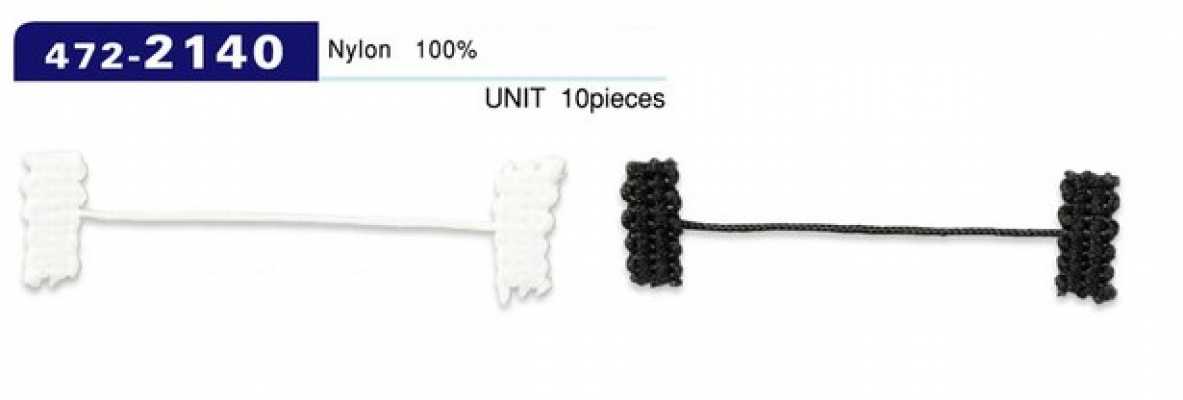 472-2140 Fermoir pour boucle de bouton, type cordon tressé, longueur totale 52 mm (Quantité : 10)