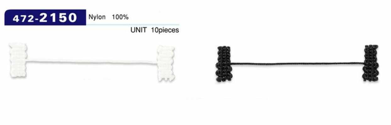 472-2150 Stopper de cordon tressé type boucle pour bouton, longueur totale 62 mm (10 pièces)