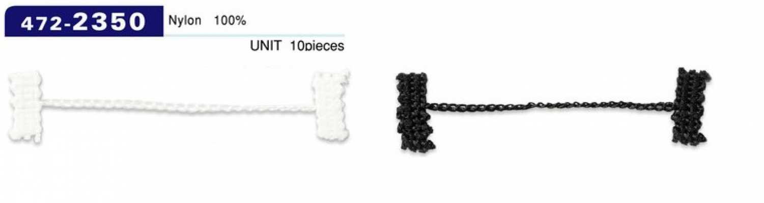 472-2350 Stoppeur de boucle de bouton en doublure, type cordon-chaîne, longueur totale 65 mm (10 pièces)