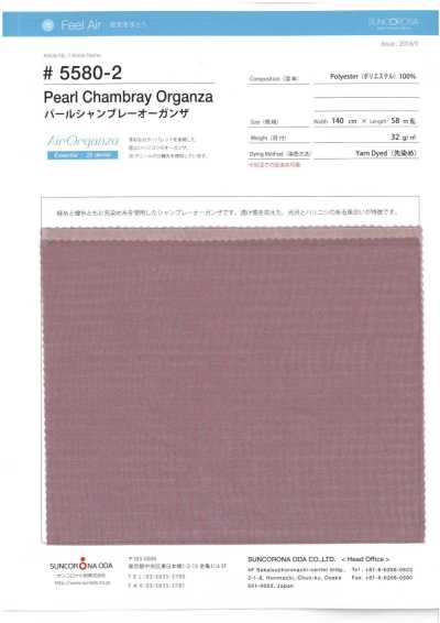 5580-2 Organza perlé teint en fil