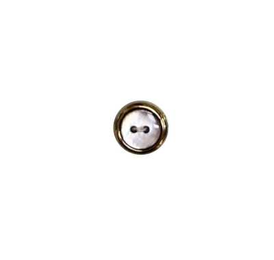 AB50G Bouton à 2 trous en coquille de nacre noire à bord métallique