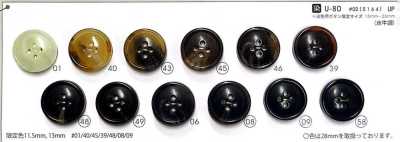 COR8 [Style corne de buffle] Bouton à 4 trous avec rebord