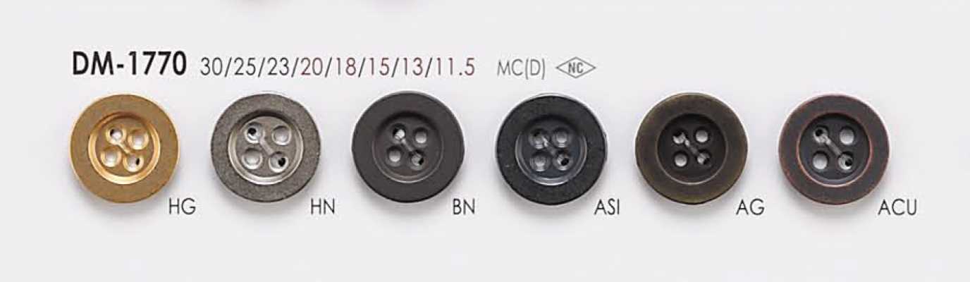 DM1770 Bouton en métal à 4 trous pour vestes et costumes