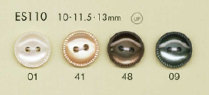 ES110 DAIYA BUTTONS Bouton décoratif à bordure imitation coquille en polyester à 2 trous