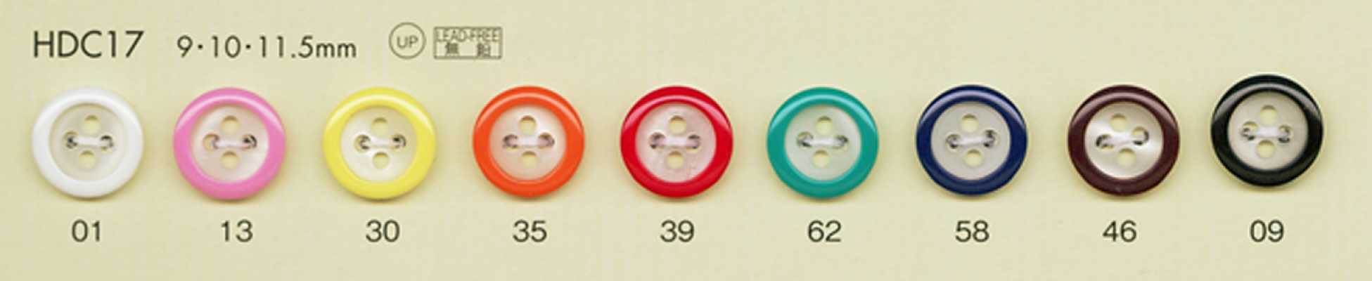 HDC17 Boutons DAIYA BUTTONS série HYPER DURABLE résistant aux chocs, en polyester effet coquille