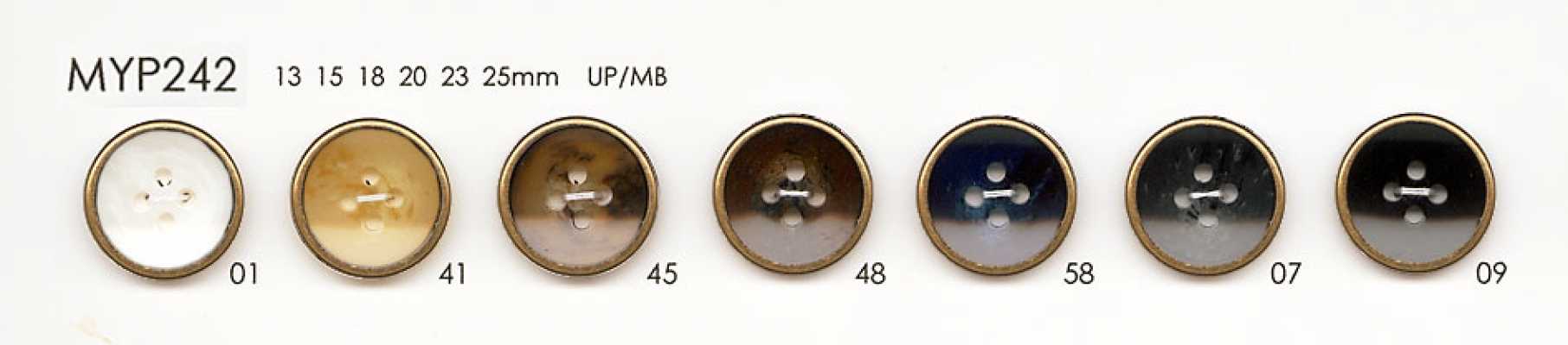 MYP242 Bouton élégant en polyester doré antique à 4 trous