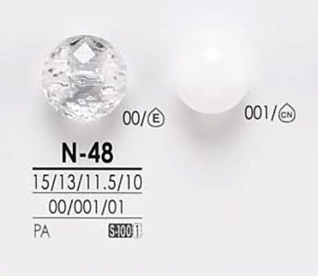 N48 Bouton transparent et teignable à taille diamant