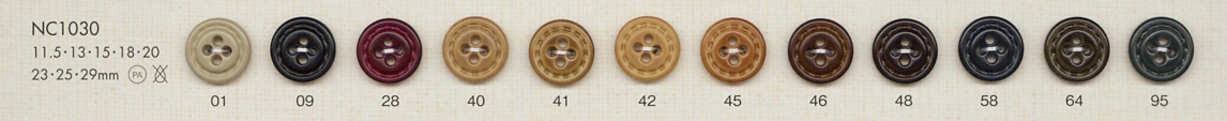 NC1030 Bouton en nylon plastique effet cuir à quatre trous