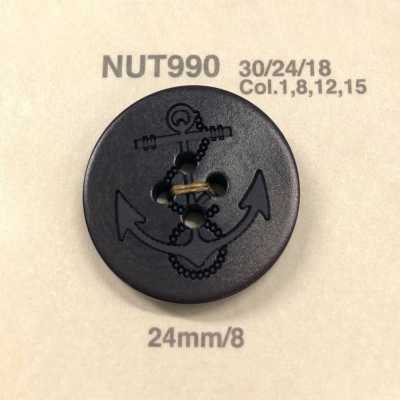 NUT990 Ancre pour bouton à 4 trous en matière naturelle noyer