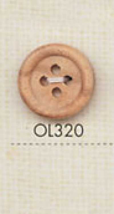 OL320 Bouton 4 trous en bois naturel