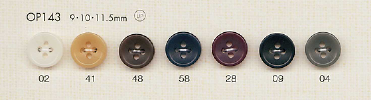 OP143 Bouton en polyester simple, couleur sobre à 4 trous