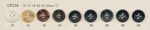 OP238 Bouton en polyester effet corne de buffle mat à 4 trous