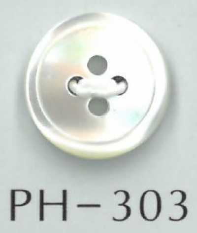 PH303 Bouton en coquillage à 4 trous avec bord étroit