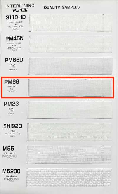 PM66 Série Inber d’entoilage thermocollant (ruban), type souple