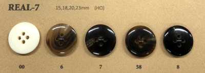 REAL-7 Bouton simple en corne de buffle brillante à 4 trous