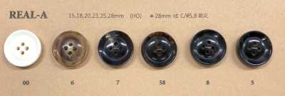 REAL-A Bouton de veste en corne de buffle brillante à 4 trous