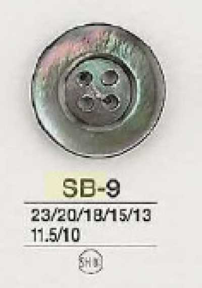 SB9 Bouton en coquille de nacre noire à 4 trous