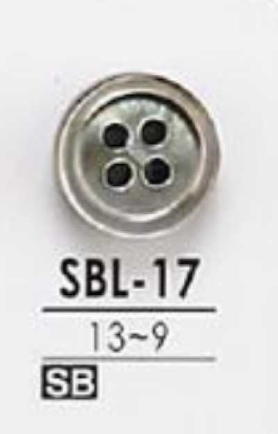 SBL17 Bouton 4 trous en coquillage de nacre noire incolore