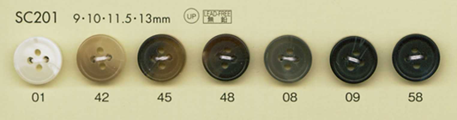 SC201 DAIYA BUTTONS Série HYPER DURABLE résistante aux chocs Bouton en polyester style corne de buffle