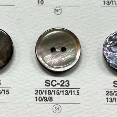 SC23 Bouton brillant à 2 trous en coquillage naturel