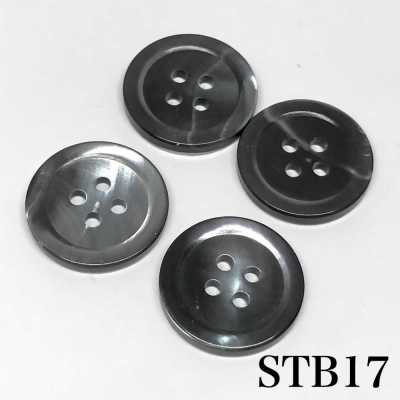 STB17 Bouton en coquillage véritable-Fumé-
