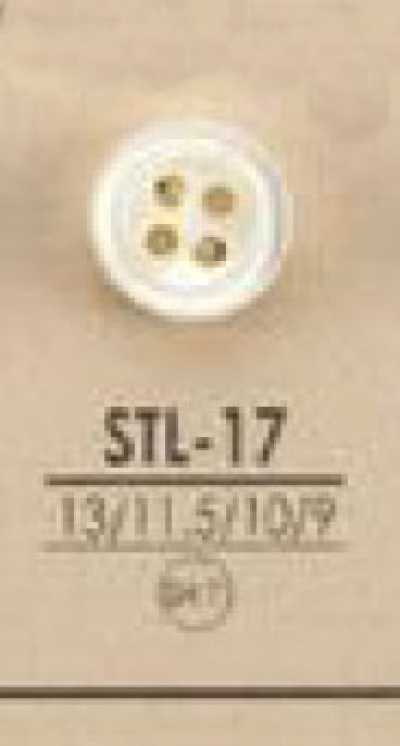 STL17 Bouton en coquillage épais à 4 trous, matière naturelle
