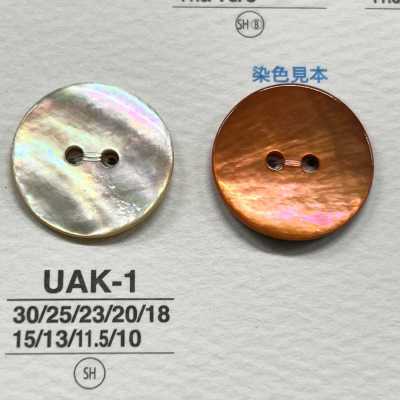 UAK1 Bouton brillant à 2 trous en nacre naturelle teinte