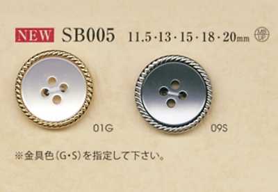 SB005 Bouton 4 trous en résine polyester/laiton