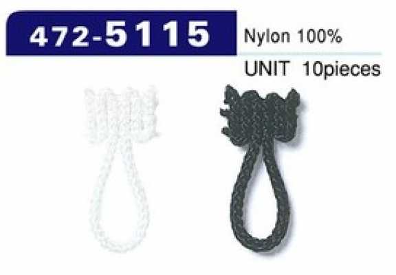 472-5115 Cordon tressé de type boucle pour bouton, longueur totale 23 mm (10 pièces)